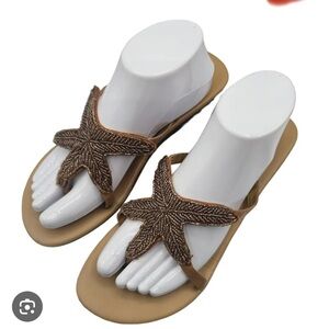 Elegant Starfish Embellished Tan Sandals
